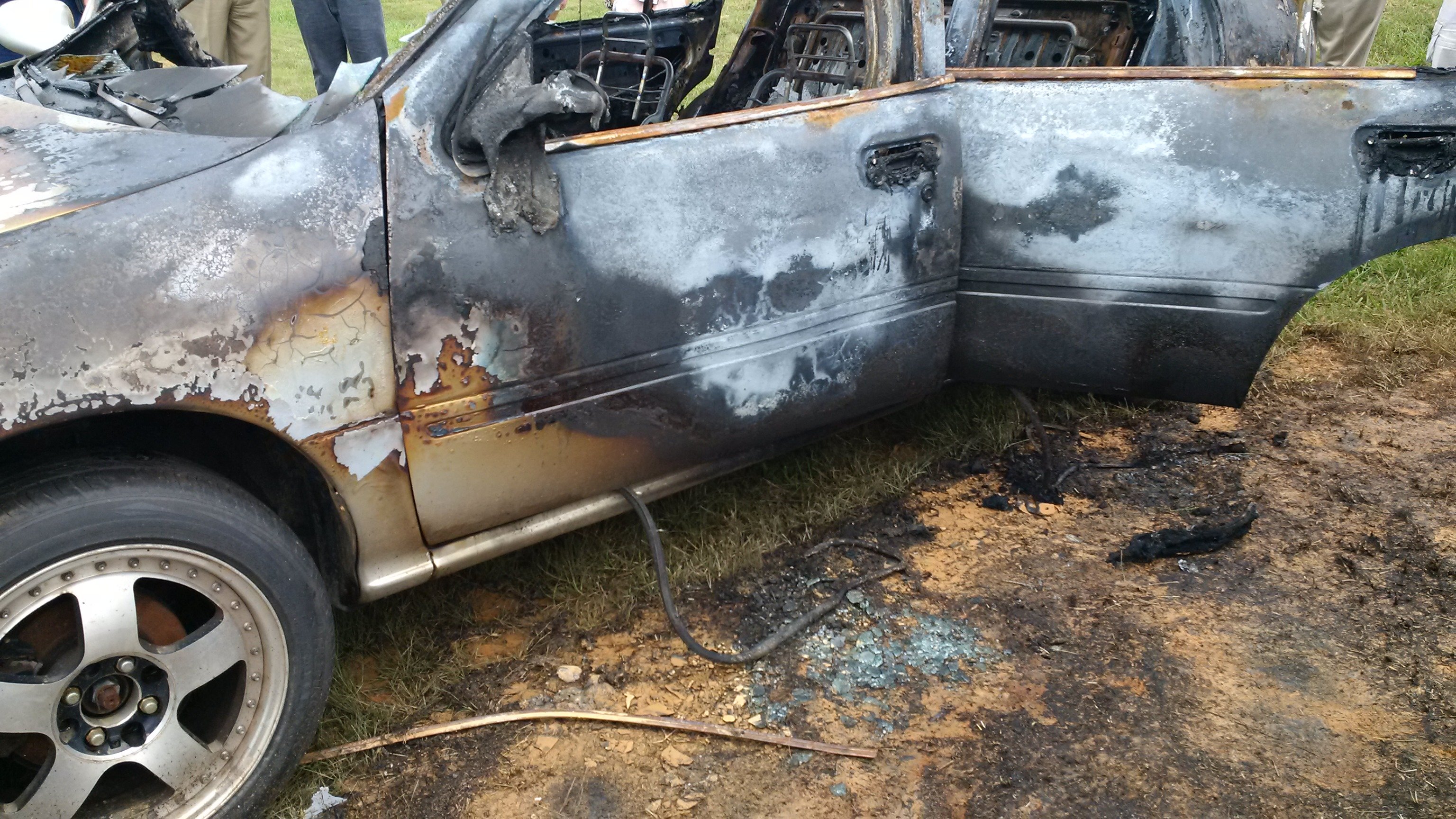 Burned car and evidence
