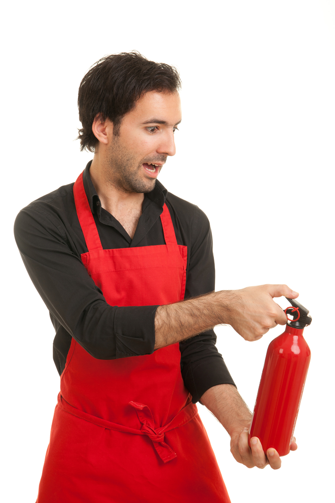 Man w/fire extinguisher