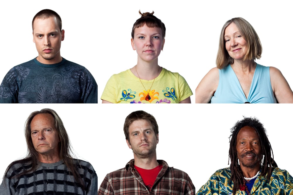 Six faces of diverse people