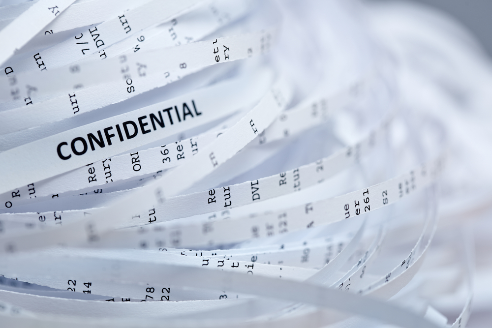 Shredding documents with "confidential"