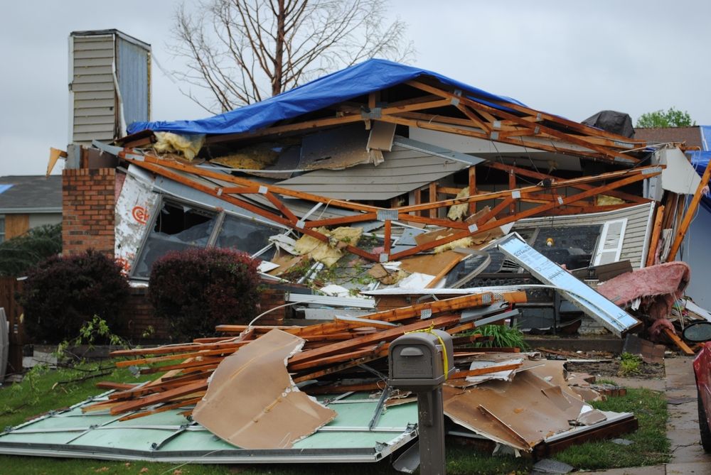 tornado damaged home