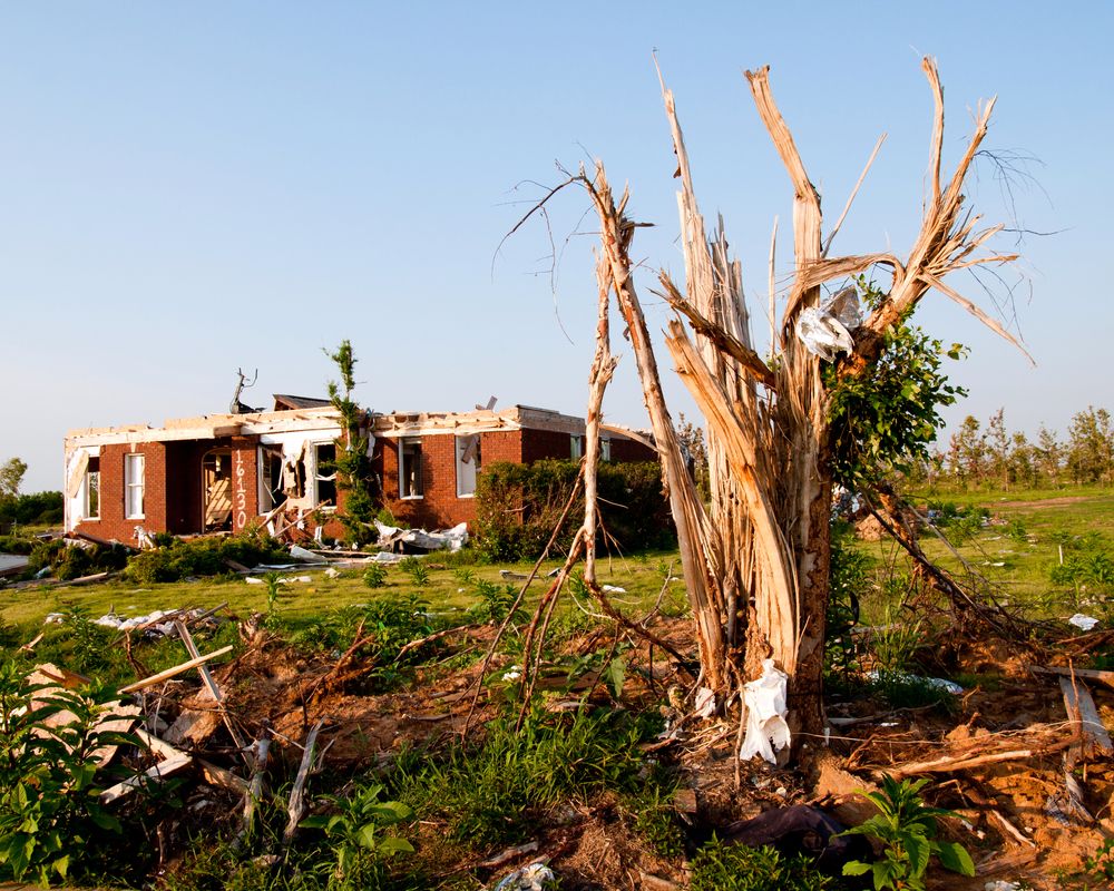 Alabama home after being struck by a tornado