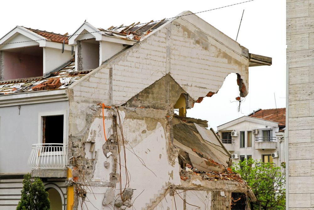 earthquake damaged home
