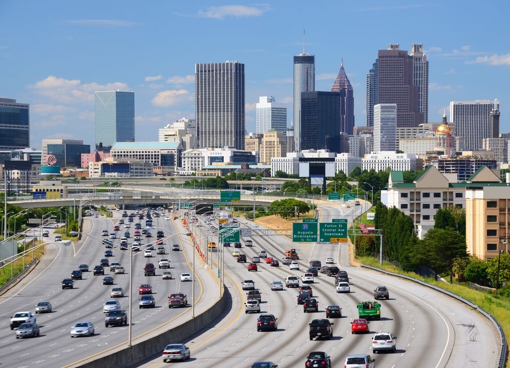 Highway traffic into downtown Atlanta, Georgia