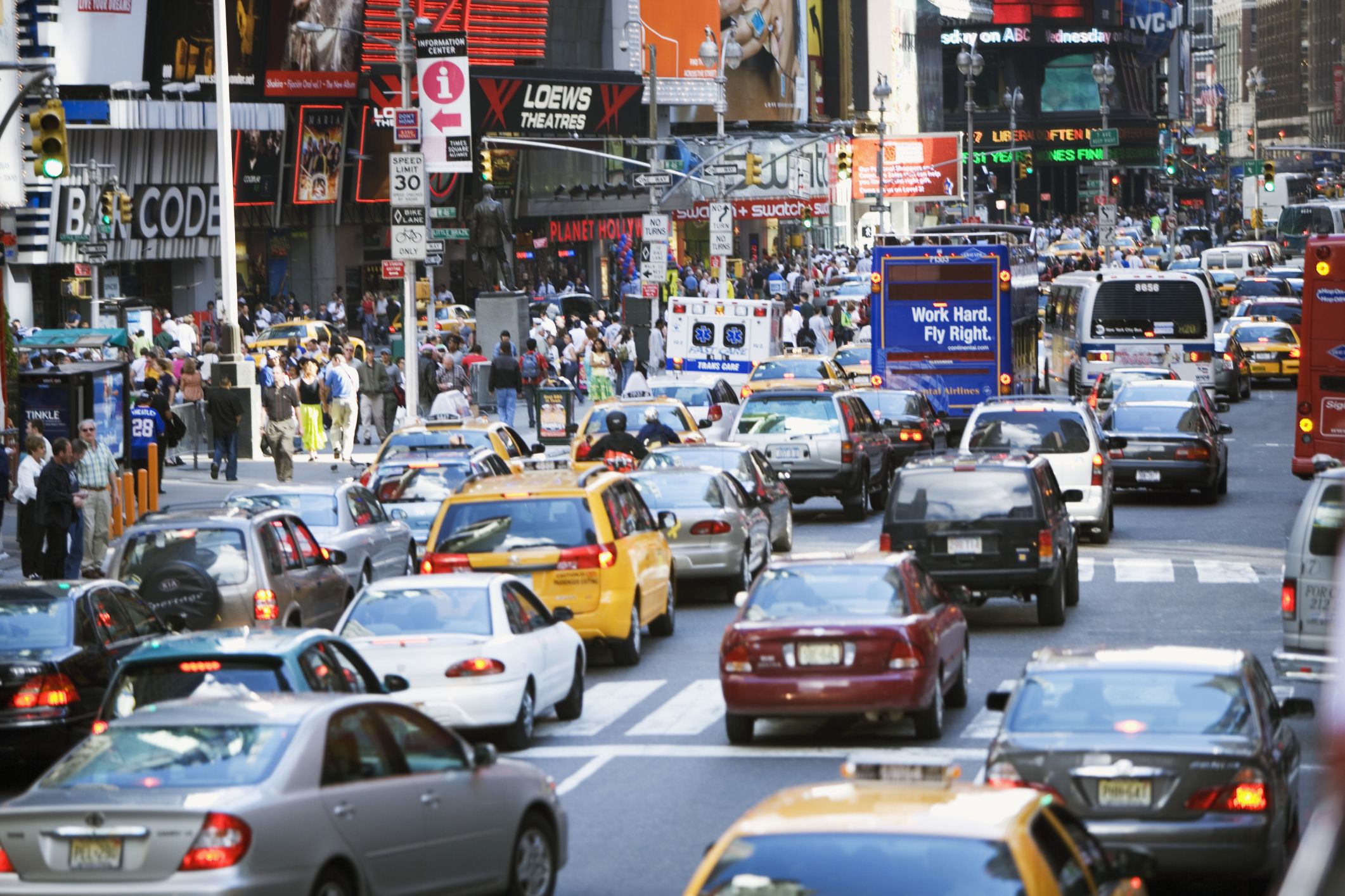 Rush hour traffic in Times Square, New York City
