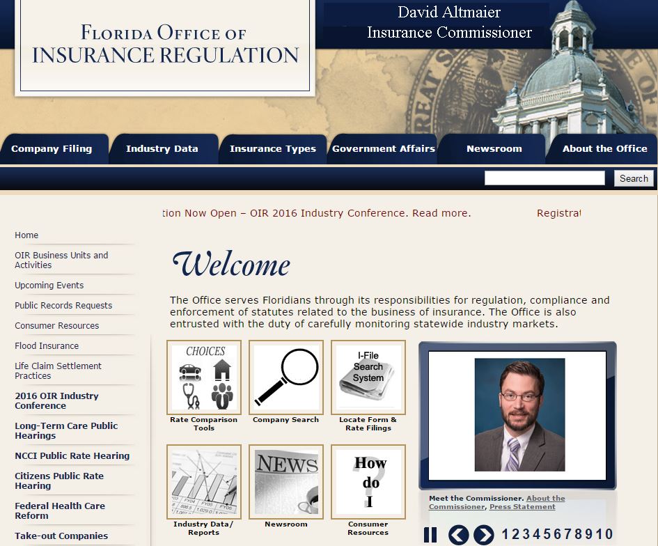 Florida Office of Insurance Regulation website