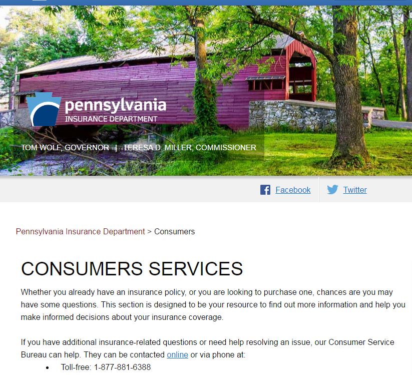 Pennsylvania Insurance Department website