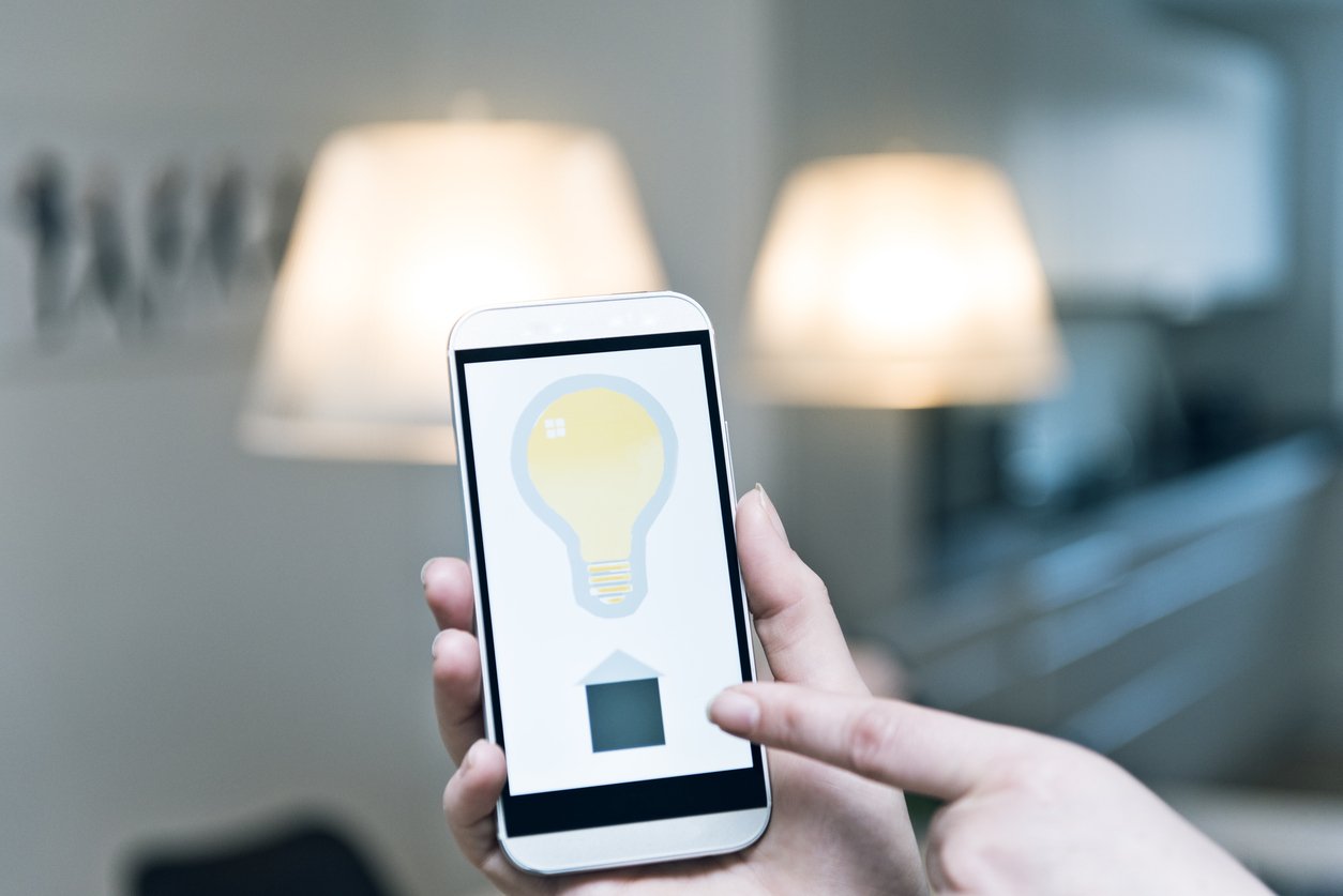 smart lighting is controlled from a cell phone