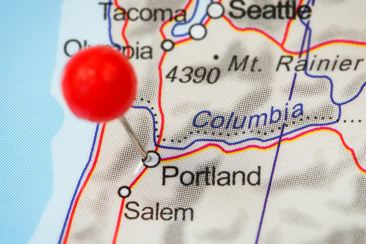 Portland Oregon pin on map