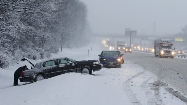 The majority of auto accidents -- and auto insurance claims -- in winter are related to skidding on ice or snow, as these cars, stuck in a snowstorm on the New Jersey Turnpike Jan. 7, 2017, demonstrate. (Photo: AP/Mel Evans)