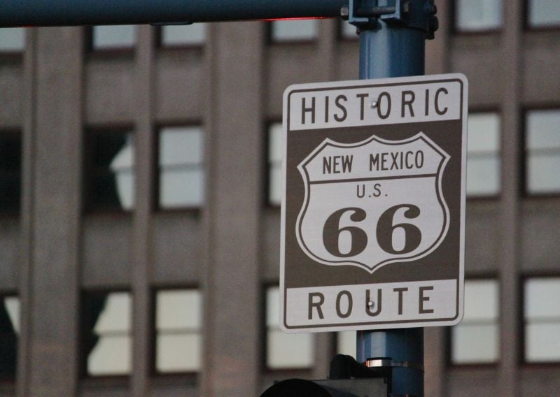 one of the signs along historic Route 66 in downtown Albuquerque, N.M. 