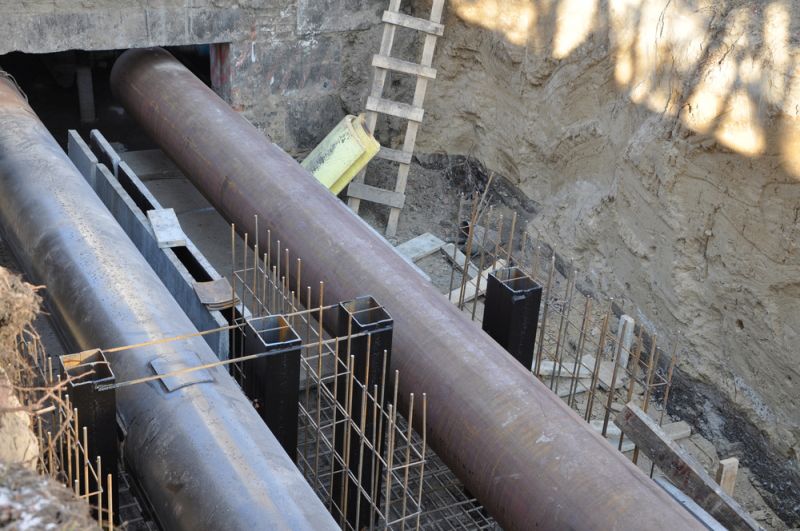 City water pipes under construction