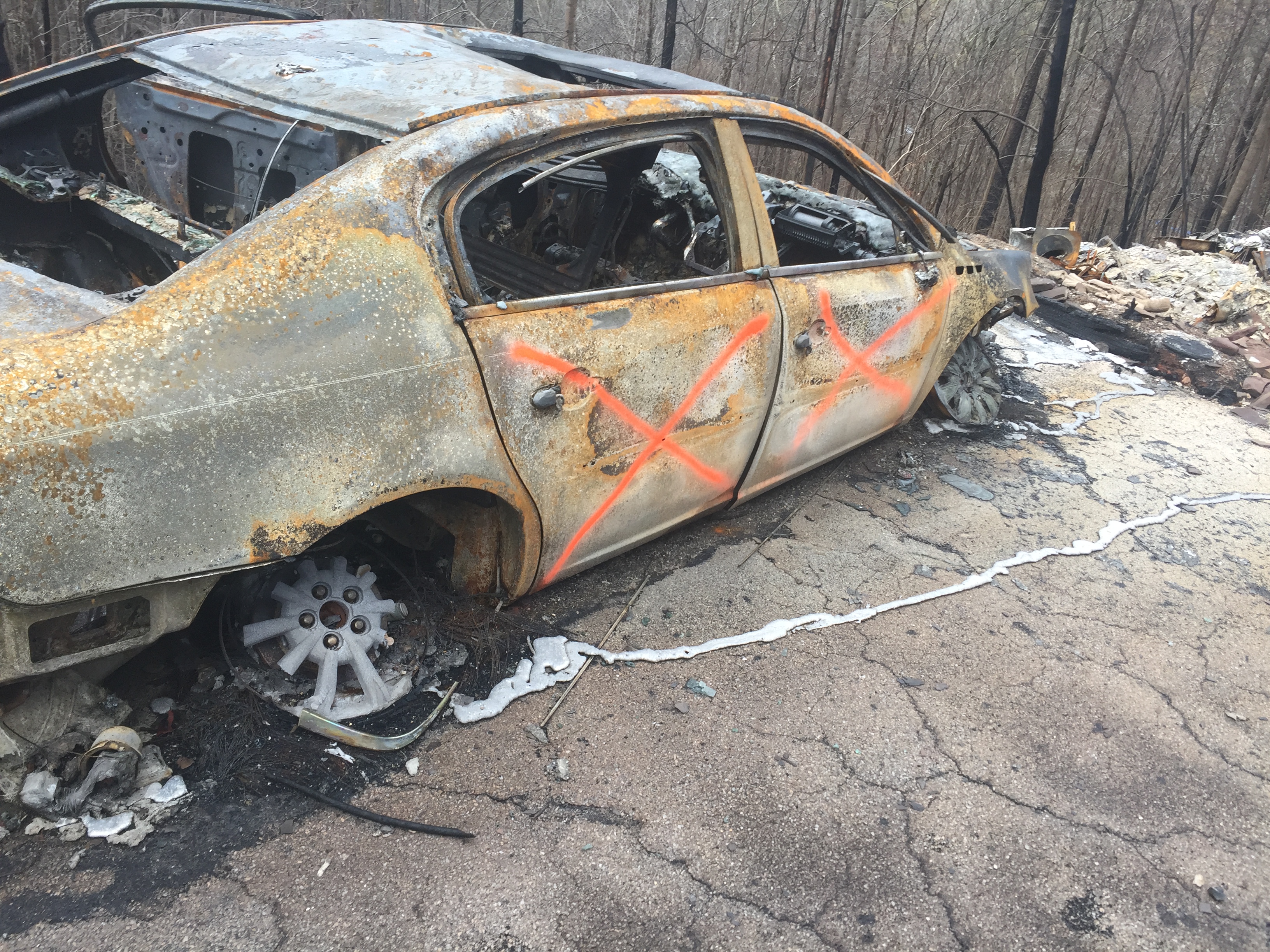 Burned out car from Gatlinburg wildfire