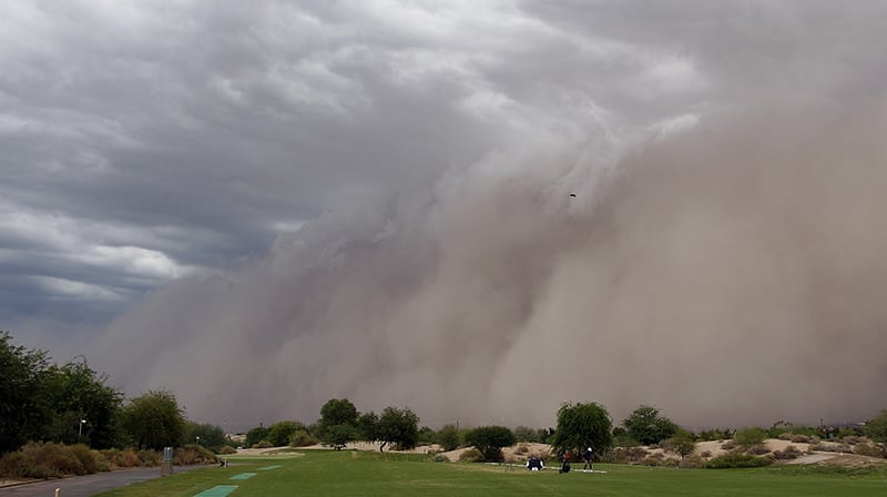 Sand storm along interstate 10 in Arizona