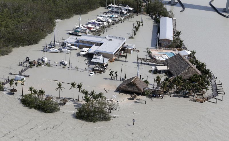 Floodwaters surround Gilbert's Resort in the aftermath of Hurricane Irma