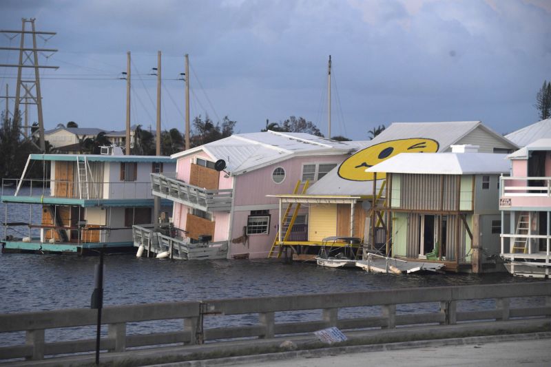 Damaged house boats are shown in the aftermath of Hurricane Irma