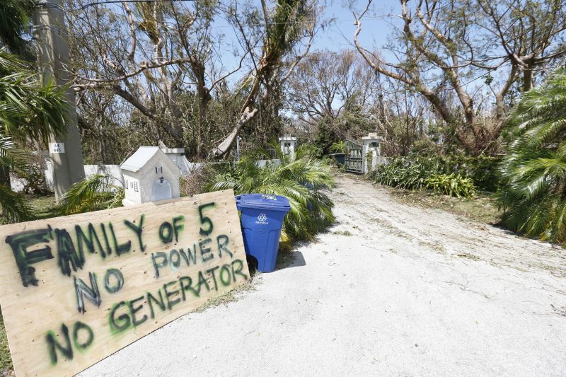 A sign outside a home where a family rode out Hurricane Irma 