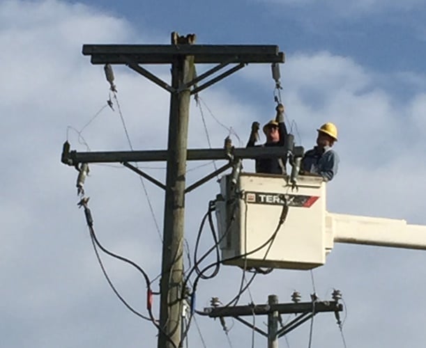 Linemen restoring power after outage, may lead to power surge