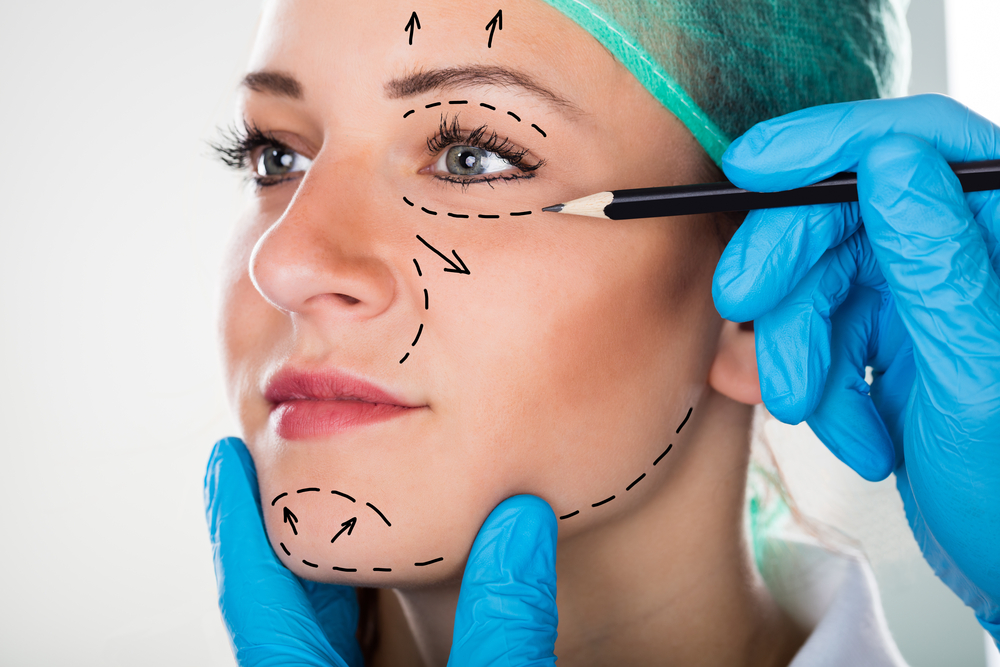 woman prepped for cosmetic surgery