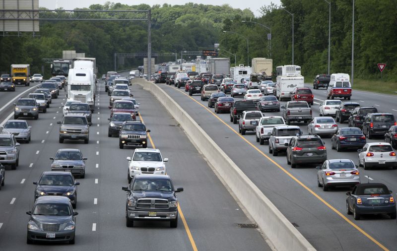 Traffic moves on the Interstate 495, the Capital Beltway, in Hyattsville, Md., outside Washington.